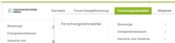 Forschungsnetzwerk Bioenergie im Intranet